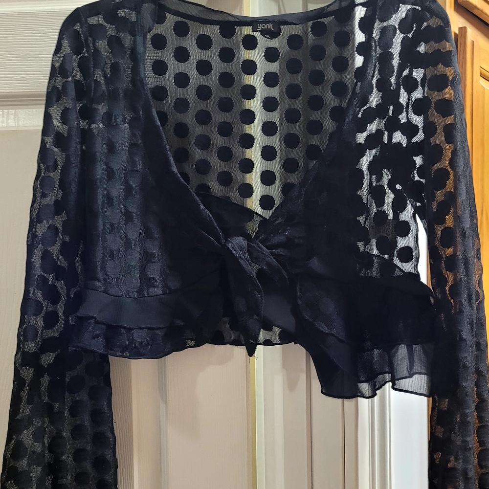 Sheer Black Polka Dot Blouse